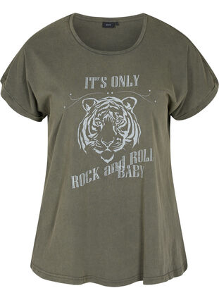Organic cotton t-shirt with print, Ivy acid Lion as s, Packshot image number 0