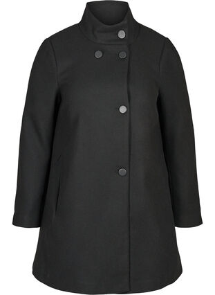 High neck jacket with buttons, Black, Packshot image number 0