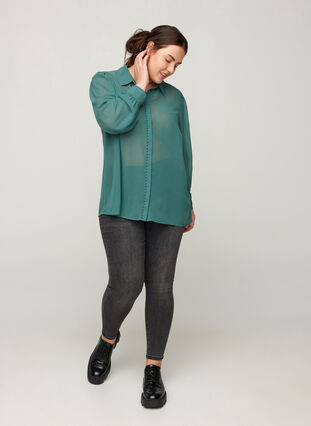 Long-sleeved shirt with studs, Sea Pine, Model image number 3