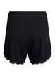 Loose night shorts with ribbed texture and lace trim, Black, Packshot image number 1