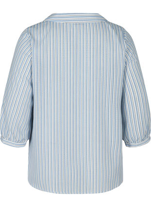Striped shirt blouse with large collar, Light Blue Stripe, Packshot image number 1