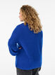 Ribbed jumper with puff sleeves and buttons, Blue, Model image number 2