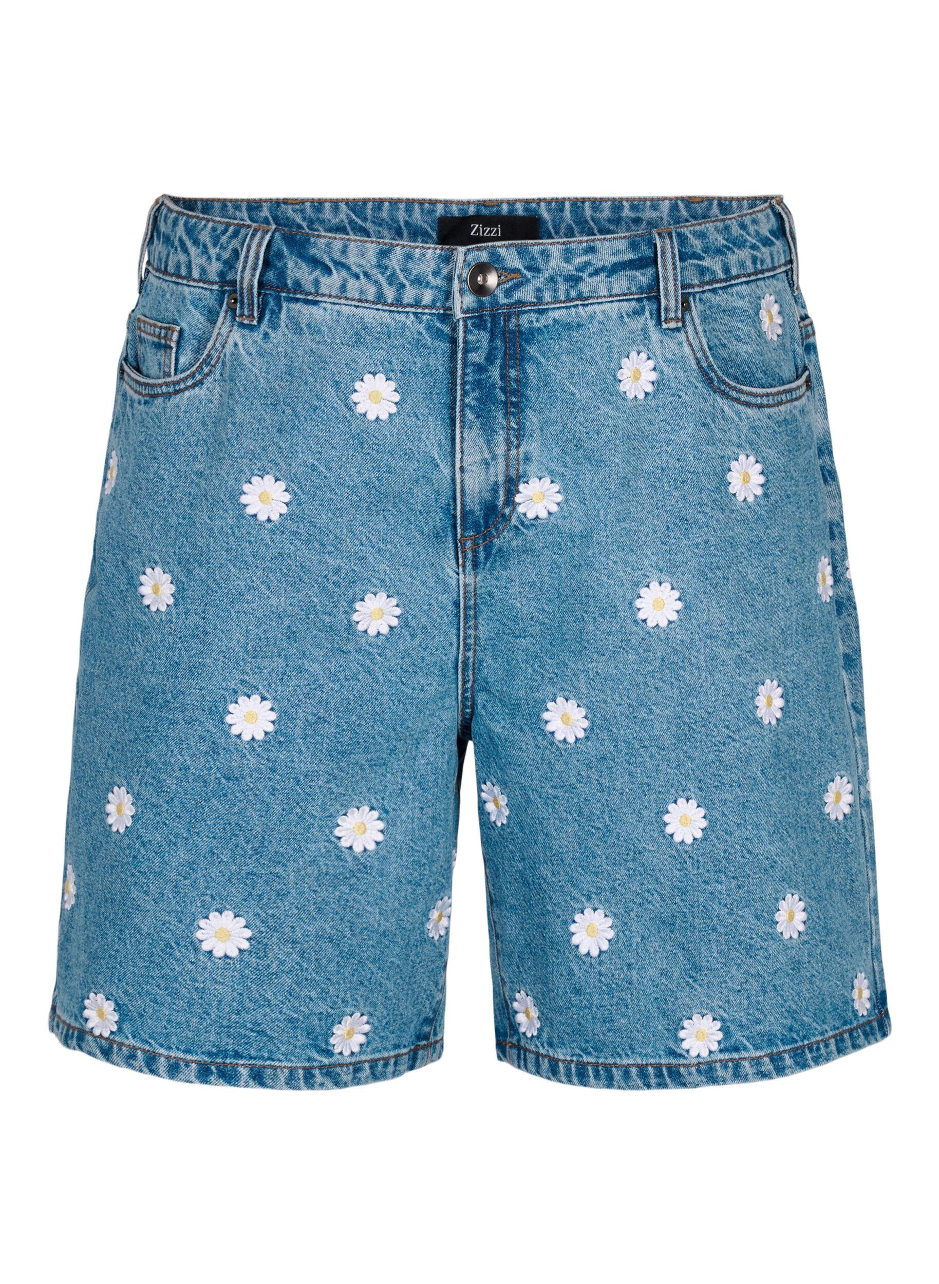 Zizzifashion Mille shorts high-waist with embroidered flowers, L.B. Flower, Packshot image number 0