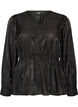 Shiny viscose blouse with peplum effect, Black, Packshot image number 0