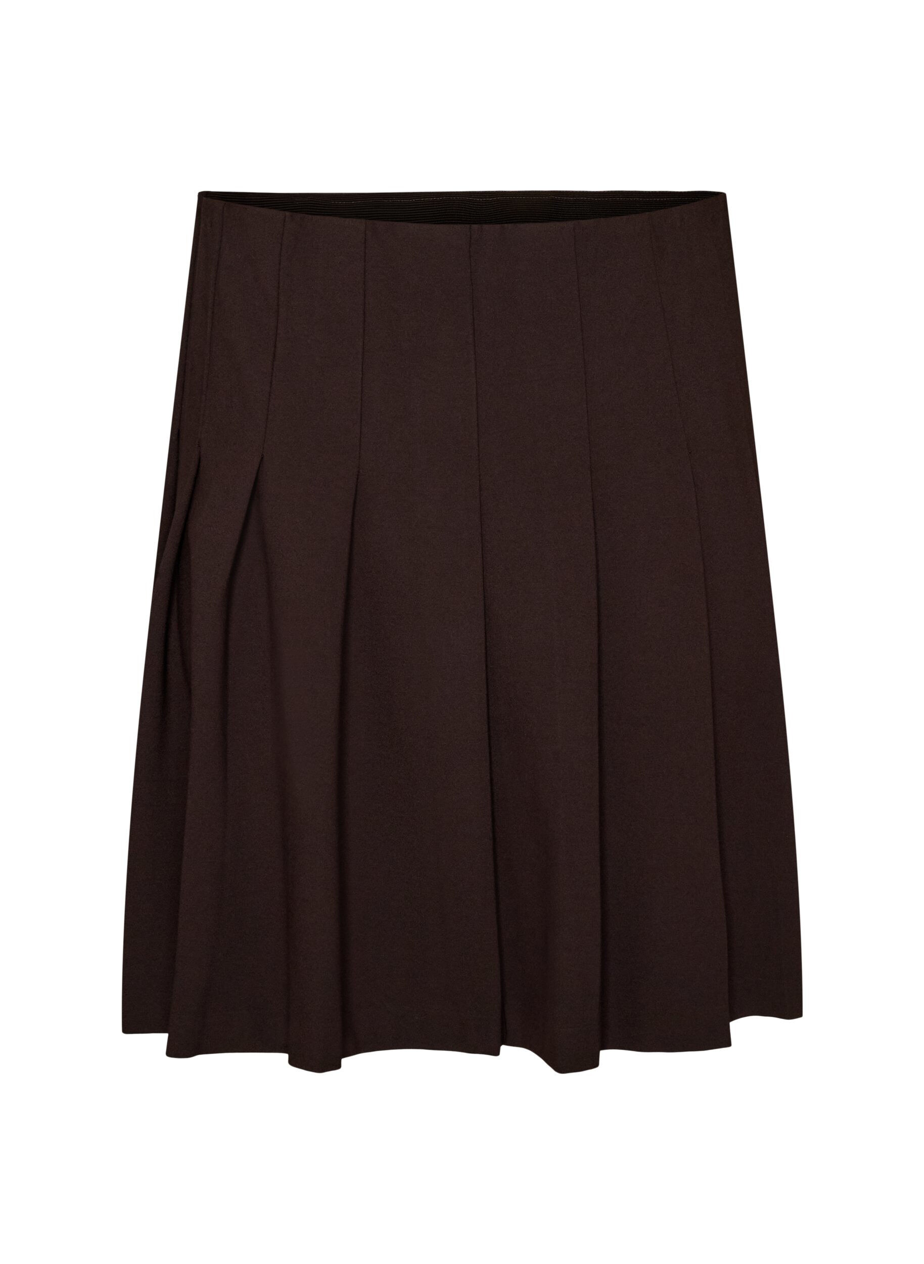 ZizzifashionShort pleated skirt with elasticated waist, Brown, Packshot image number 0