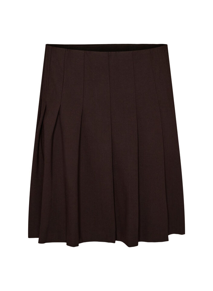 Short pleated skirt with elasticated waist, Brown, Packshot image number 0