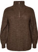 Knitted sweater with high neck and zipper, Brown, Packshot image number 0