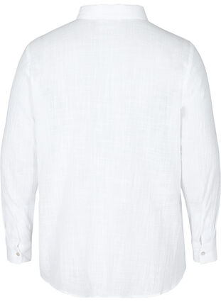 Long-sleeved shirt in textured cotton, White, Packshot image number 1