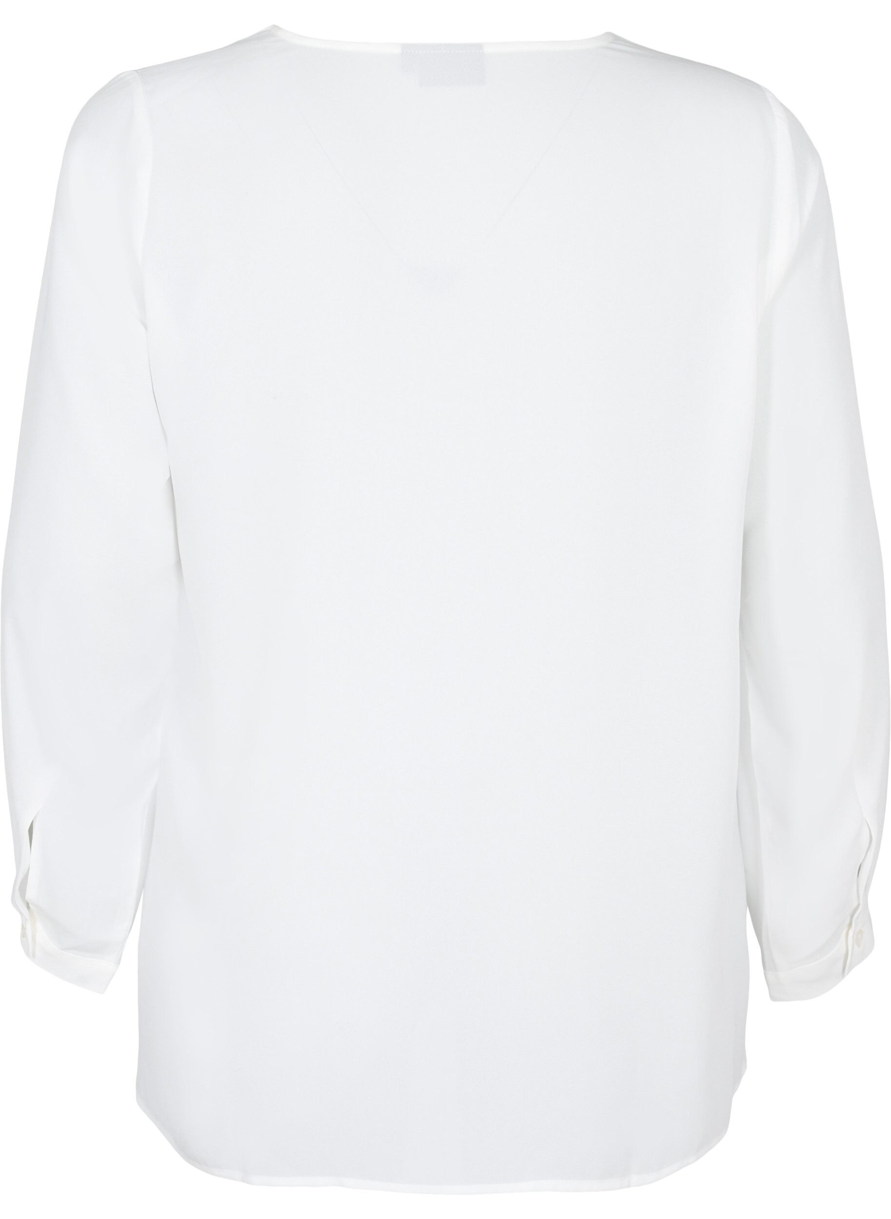 Zizzifashion Solid colour shirt with v-neck, Bright White, Packshot image number 1