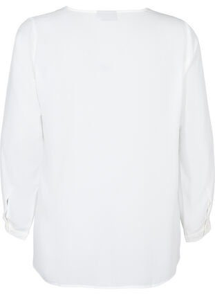 Solid colour shirt with v-neck, Bright White, Packshot image number 1