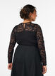 Fitted body with lace sleeves, Black, Model image number 2