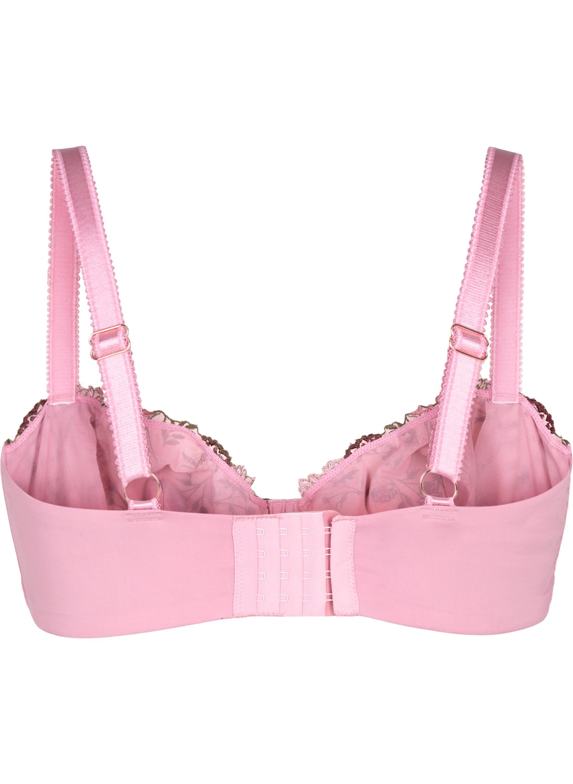 Zizzifashion Balconette bra with embroidered flowers, Rose, Packshot image number 1