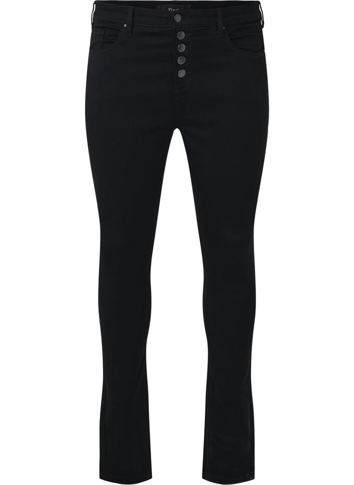 High-waisted Amy jeans with button closure, Black, Packshot image number 0