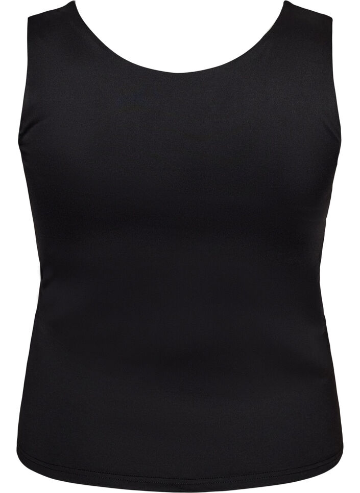 Fitted basic top in a smooth fabric, Black, Packshot image number 1