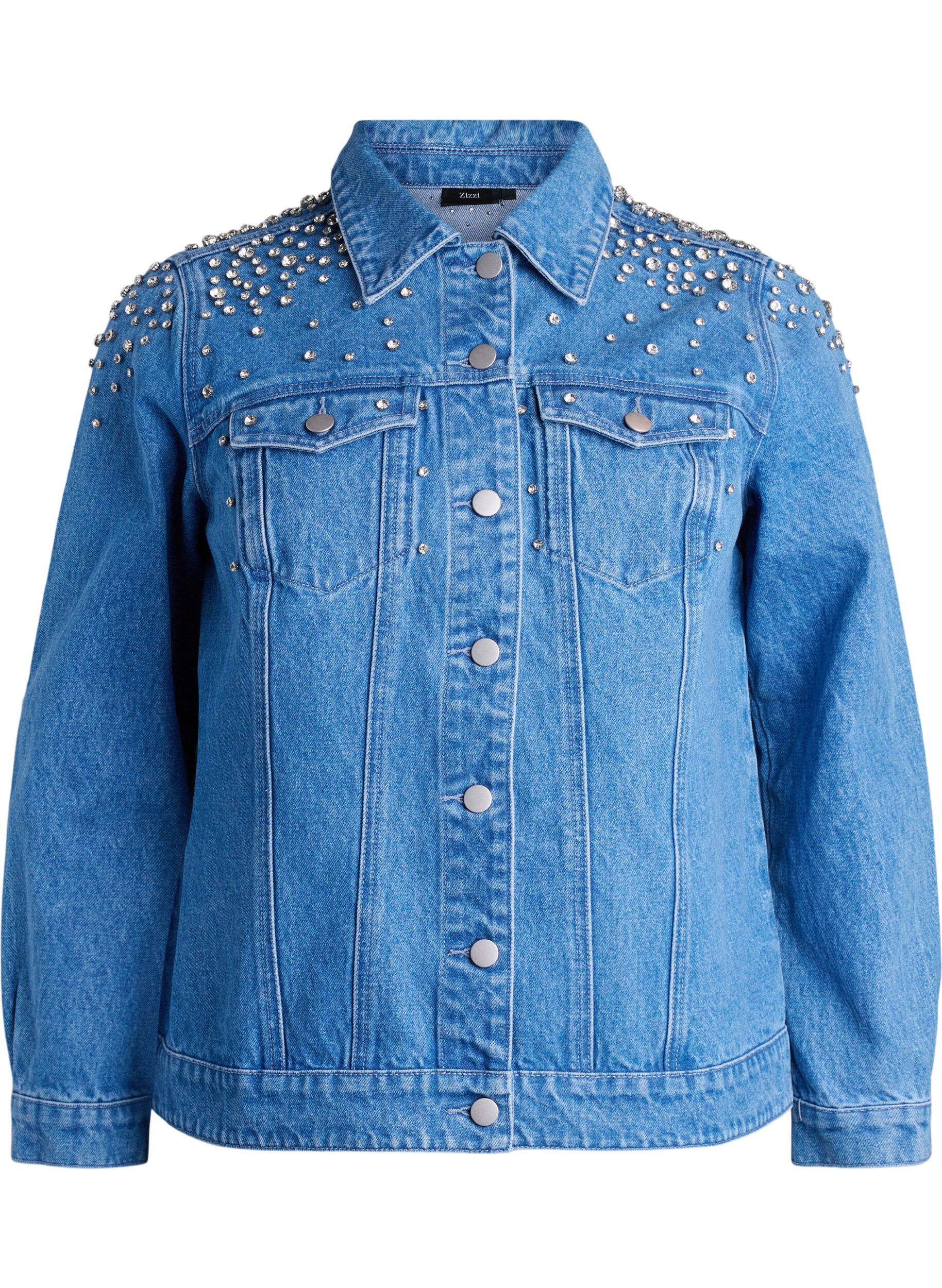 Denim jacket with rhinestones
