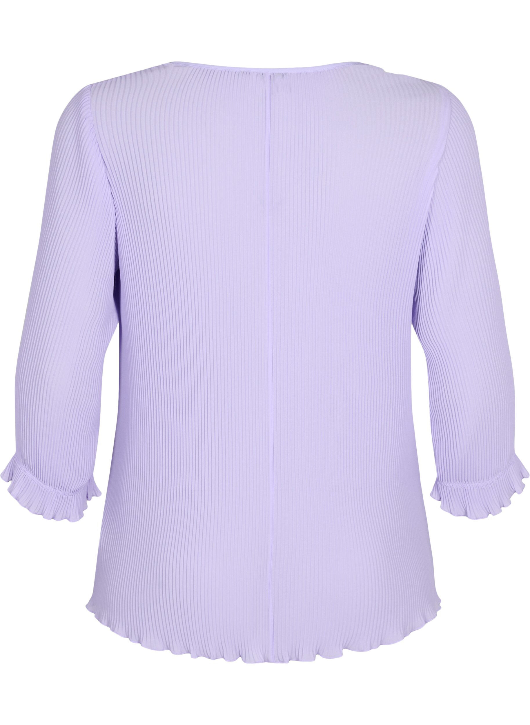 Zizzifashion Pleated top with 3/4 sleeves, Lavender, Packshot image number 1