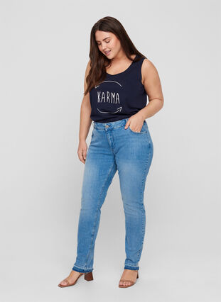 Slim fit Emily jeans with regular waist rise, Blue denim, Model image number 2