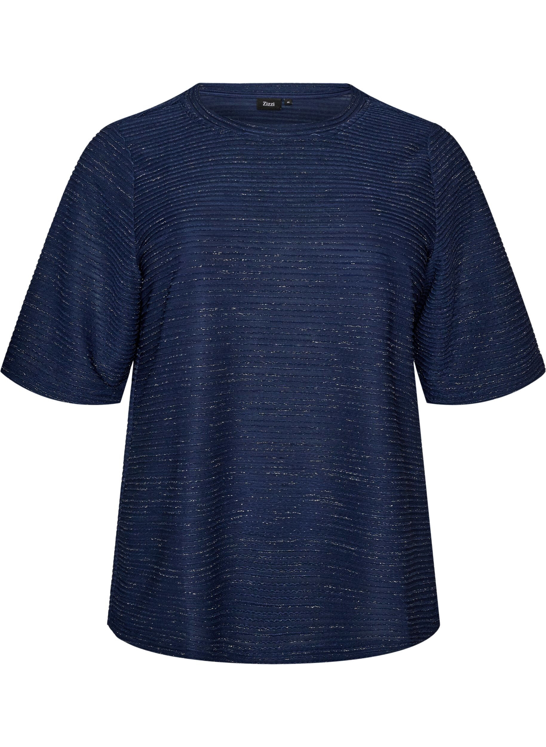 ZizzifashionBlouse with texture and glitter, Blue, Packshot image number 0