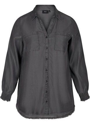 Long-sleeved lyocell shirt, Grey Denim, Packshot image number 0