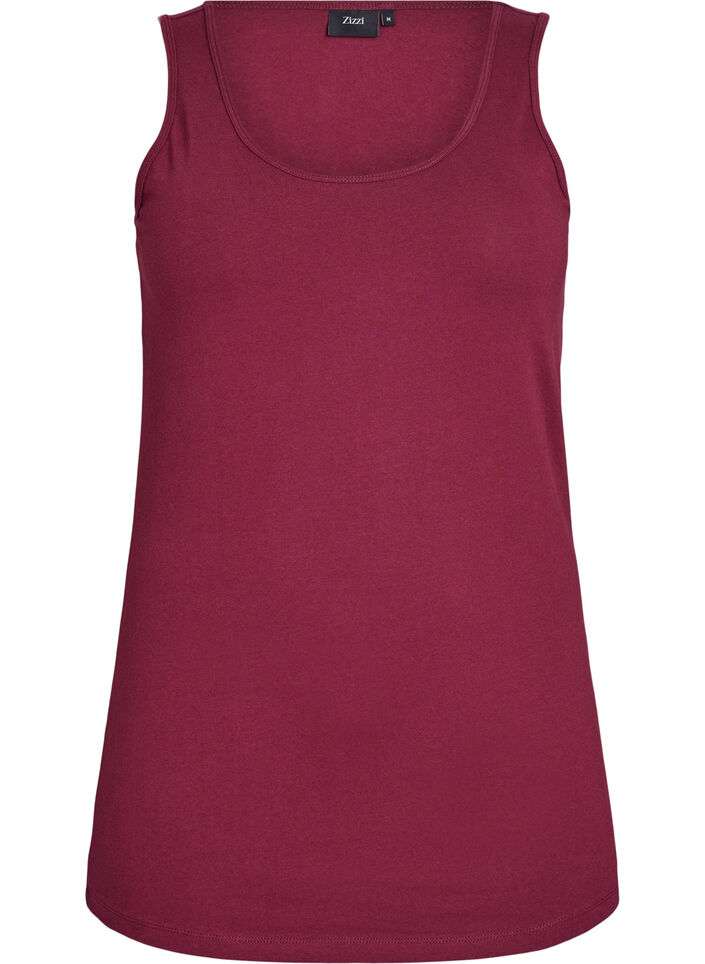 Solid color basic top in cotton, Dark Bordeaux, Packshot image number 0