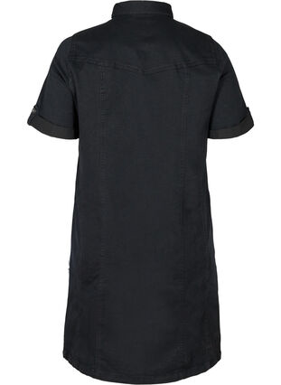 Short-sleeved denim dress, Black, Packshot image number 1
