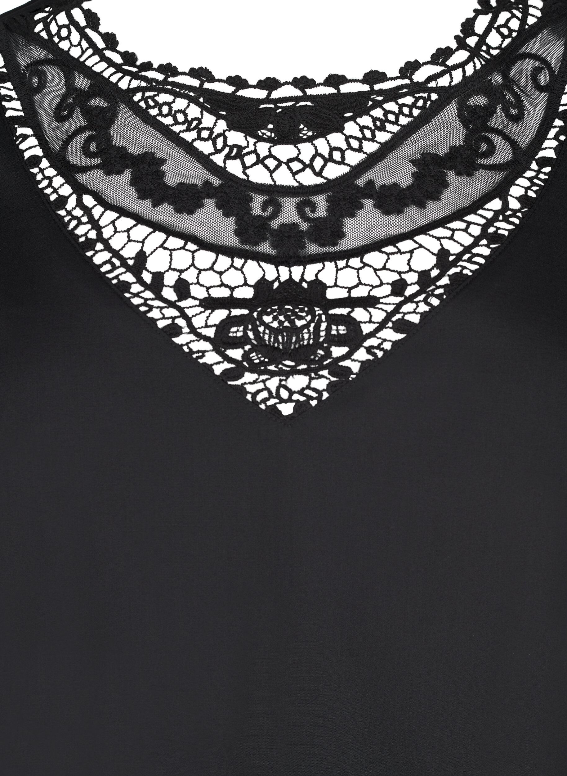 Zizzifashion Short dress with lace detail, Black, Packshot image number 2