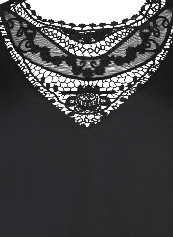 Short dress with lace detail, Black, Packshot image number 2