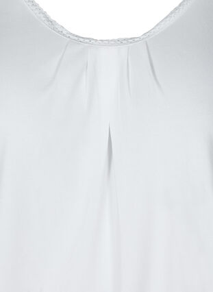 Short-sleeved t-shirt with a round neck and lace trim, Bright White, Packshot image number 2