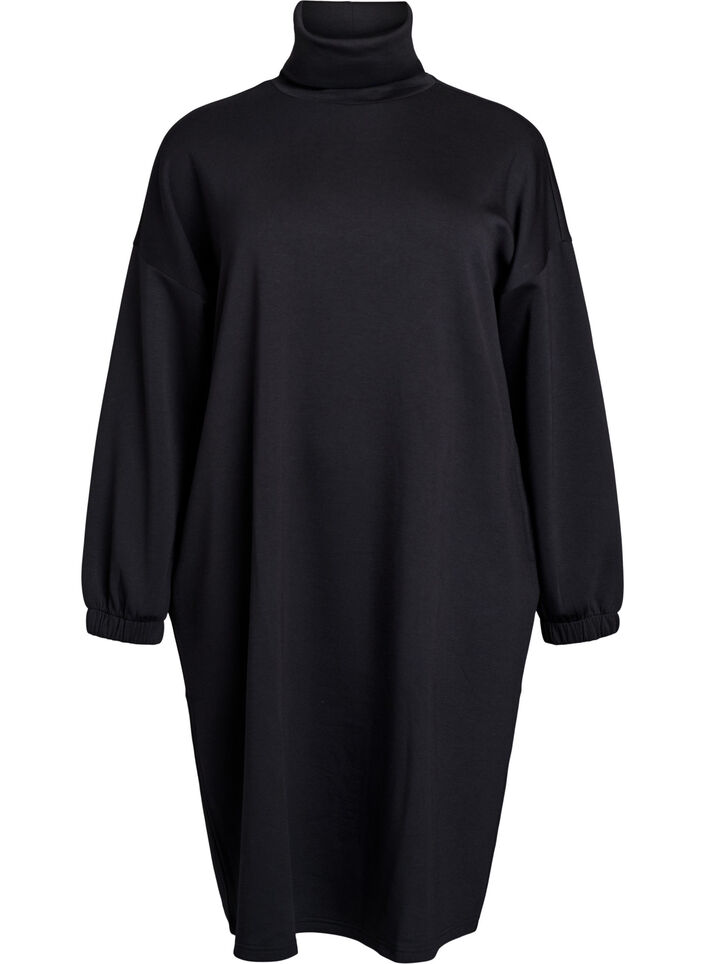 A-shaped turtleneck dress, Black, Packshot image number 0