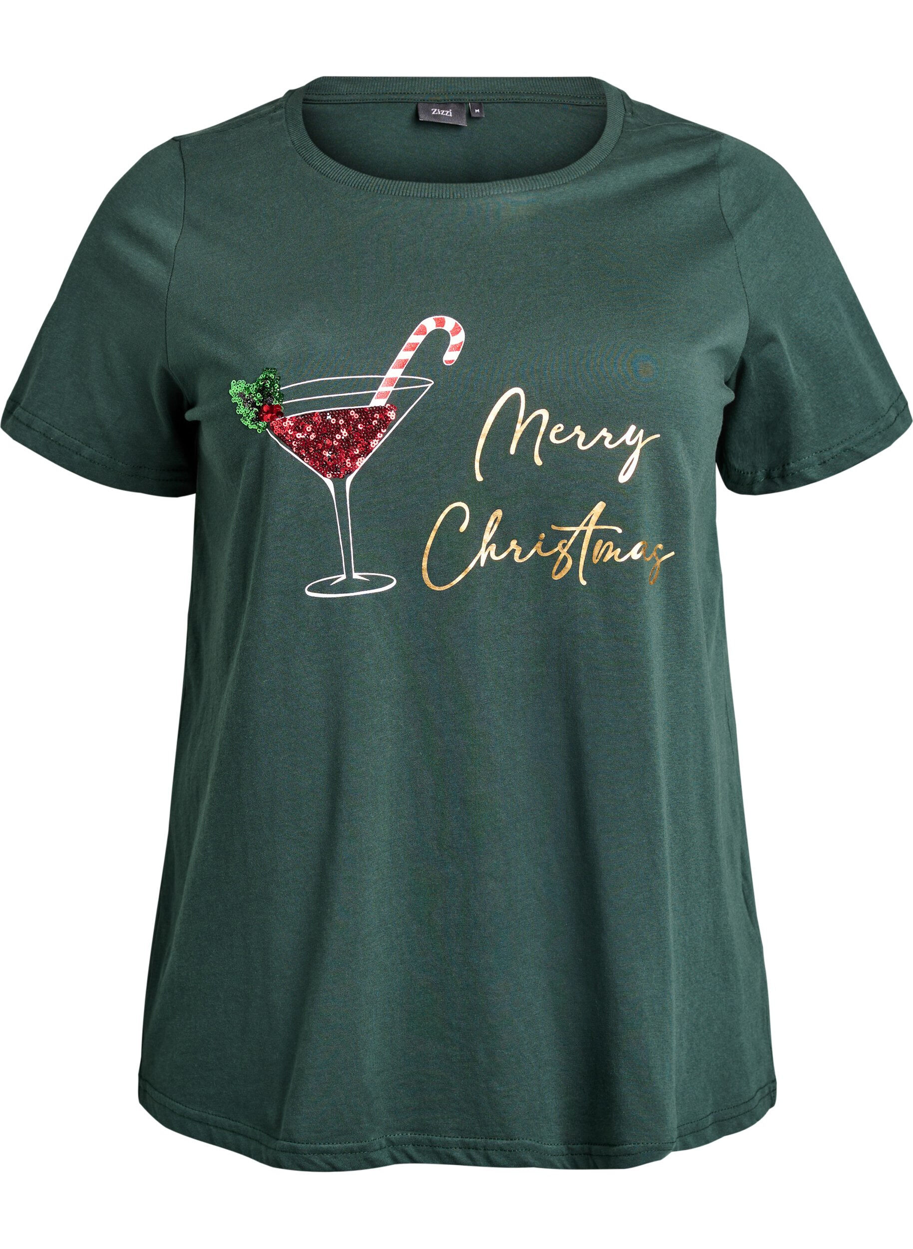 ZizzifashionChristmas t-shirt in organic cotton, Green, Packshot image number 0
