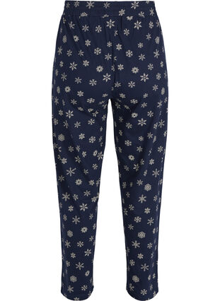 Loose pyjama trousers in organic cotton, Night Sky Snow, Packshot image number 1