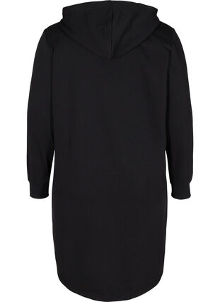 Hoodie sweater dress with slit, Black, Packshot image number 1