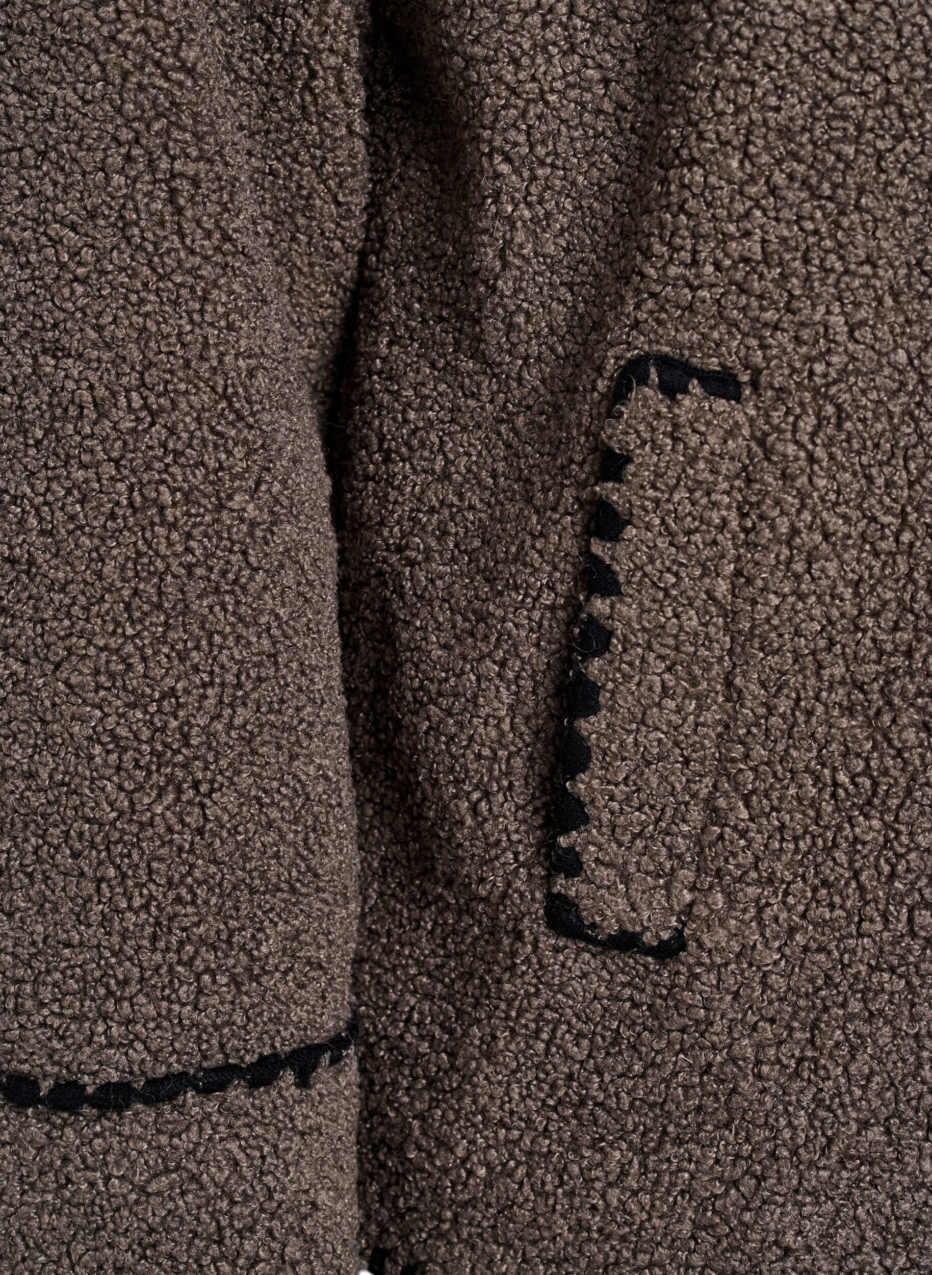 Zizzifashion Teddy jacket with contrast details, Brown, Packshot image number 3