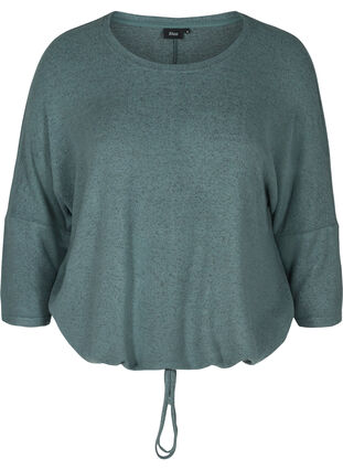 Marled blouse with an adjustable hem, Balsam Green Mel , Packshot image number 0