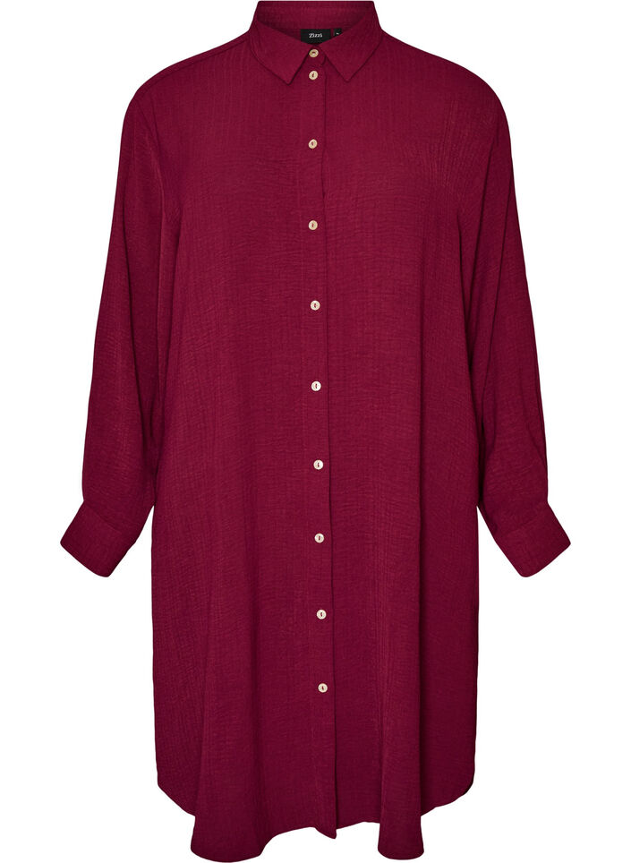 Long shirt with a light texture, Red, Packshot image number 0
