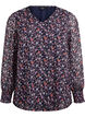 Blouse with floral print and glitter thread, Blue, Packshot image number 0