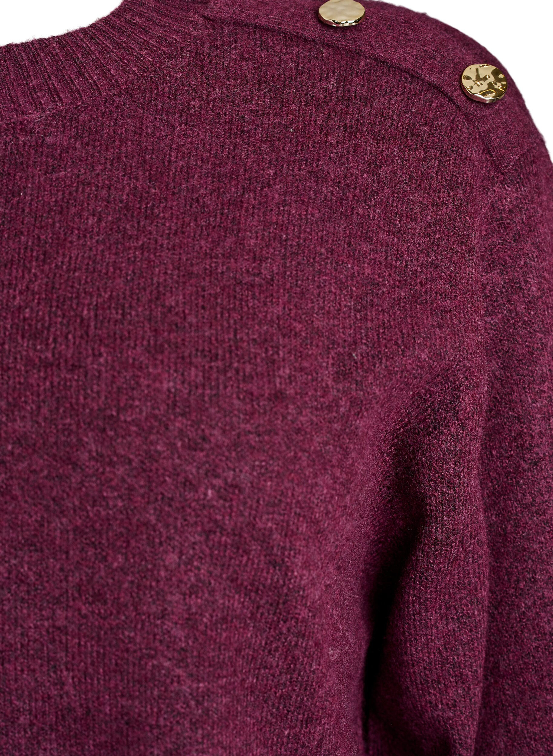 Zizzifashion Knit blouse with button detail, Dark Bordeaux, Packshot image number 2