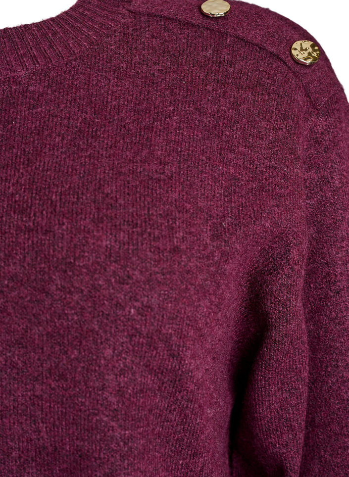 Knit blouse with button detail, Dark Bordeaux, Packshot image number 2
