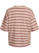 Oversized T-shirt with stripes and 1/2 sleeves, Beige, Packshot image number 1