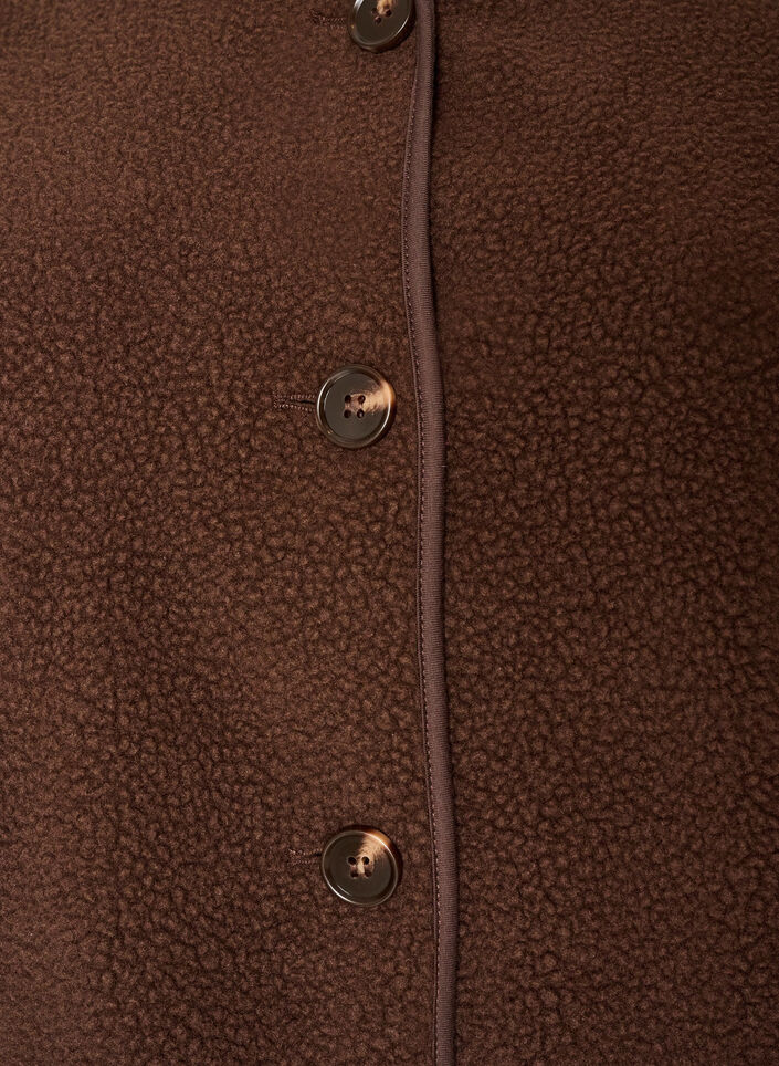 Teddy jacket with a round neck and buttons, Brown, Packshot image number 2