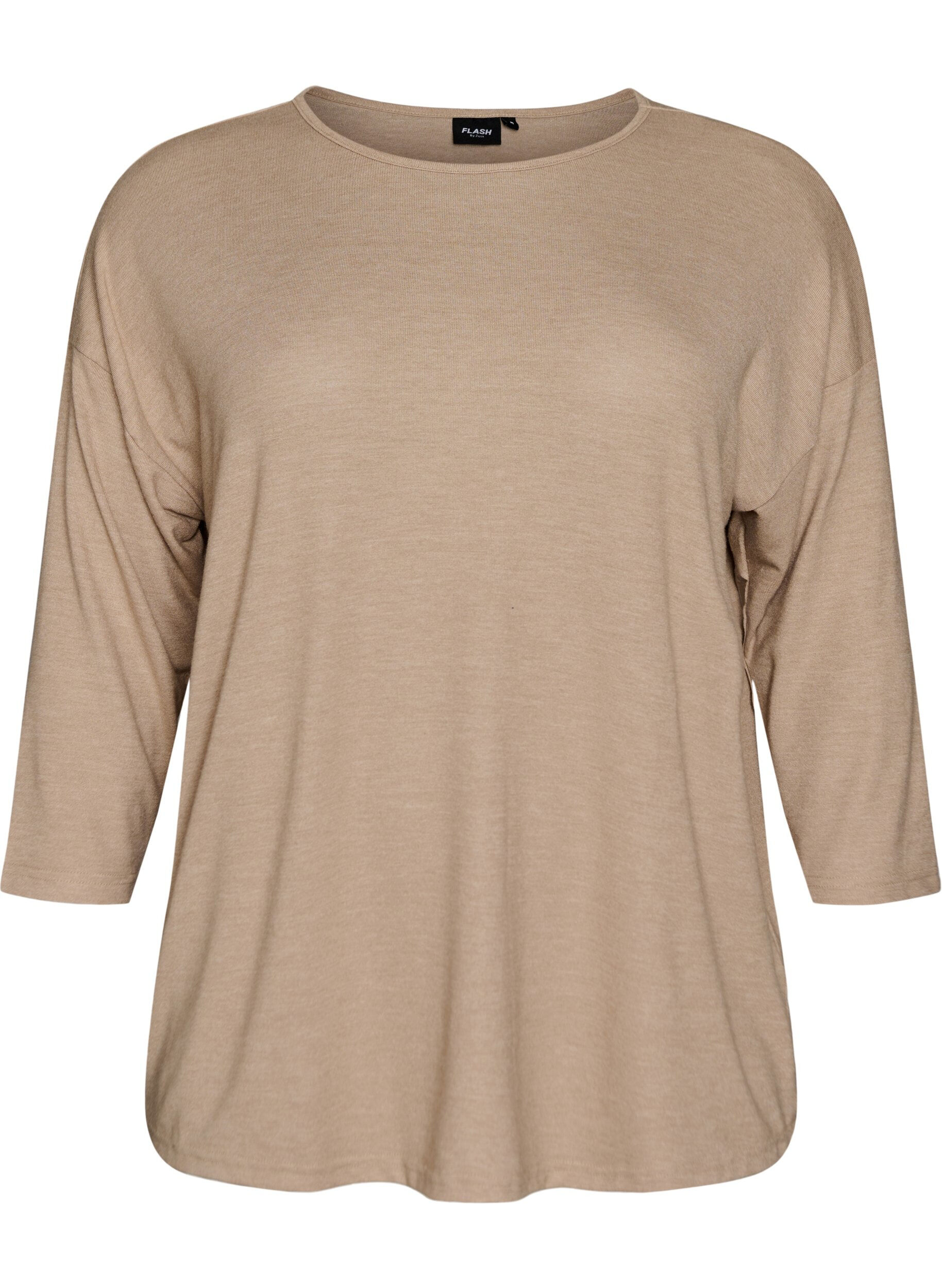 Zizzifashion Jersey blouse with 3/4 sleeves, Beige, Packshot image number 0