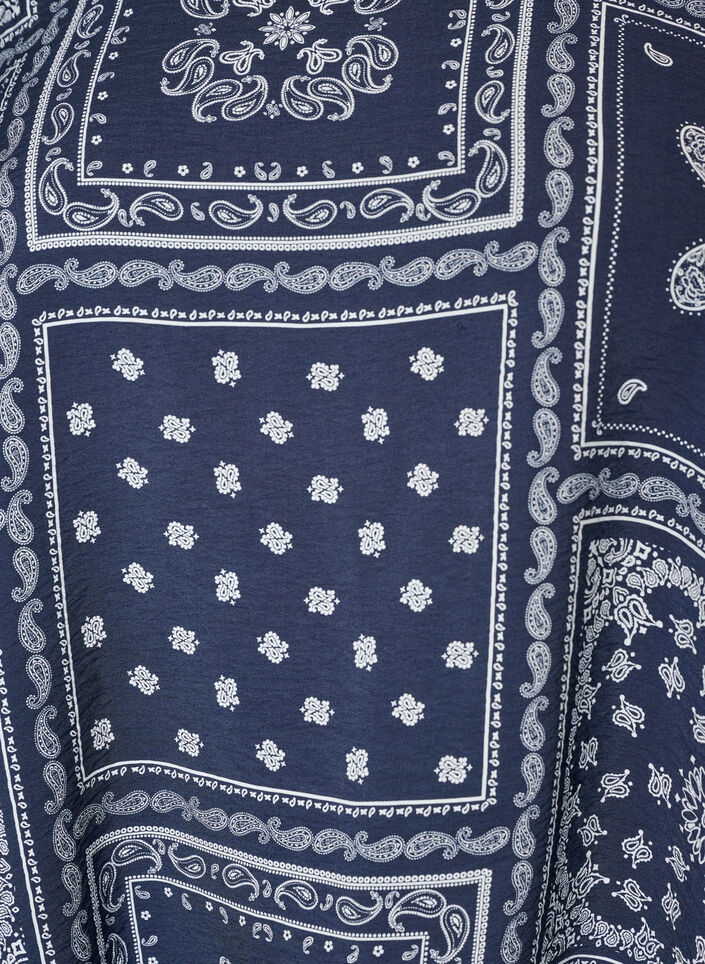 Viscose blouse with paisley print and balloon sleeves, Blue, Packshot image number 2