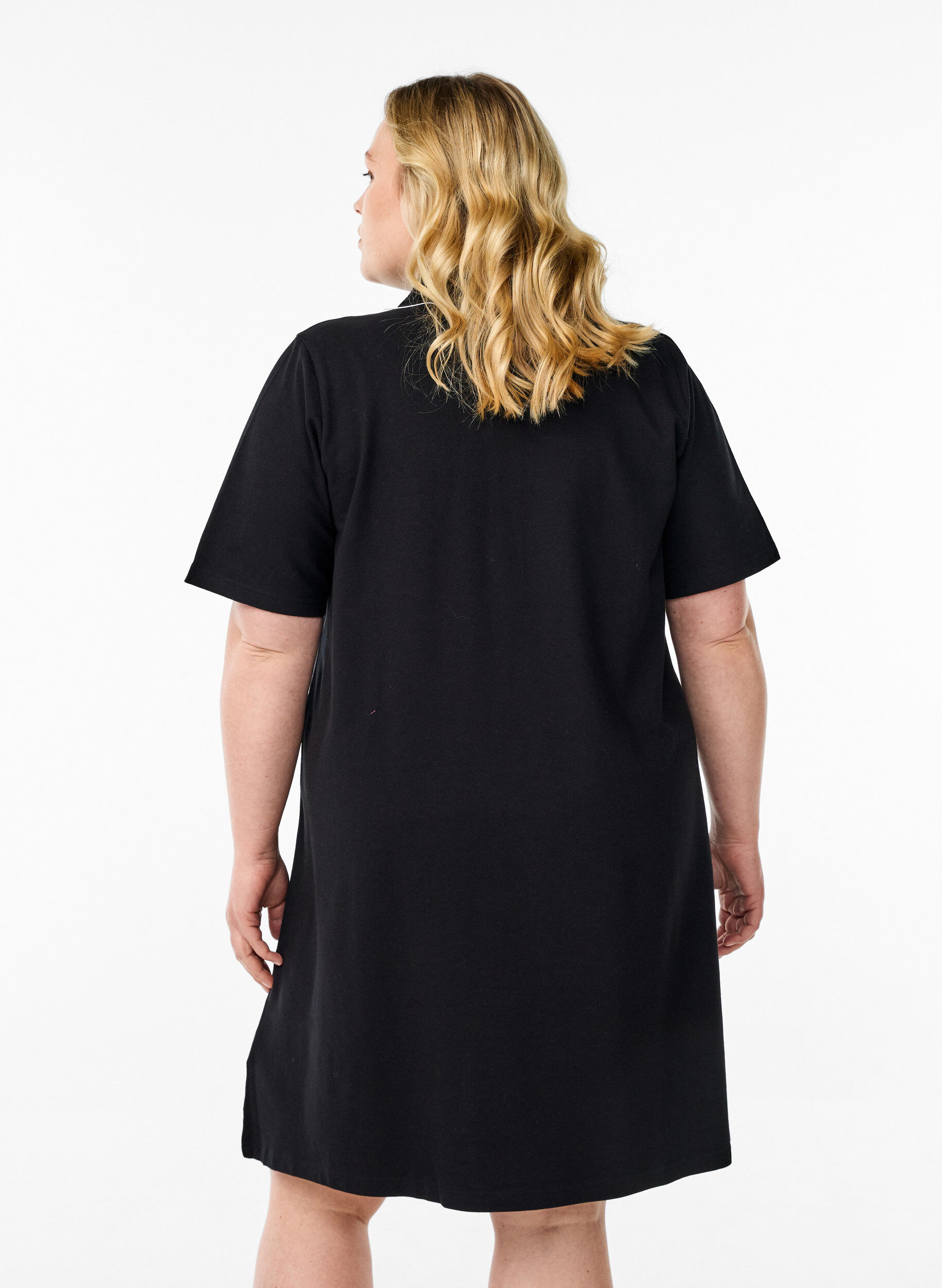 Zizzifashion Short A-line polo dress, Black, Model image number 2