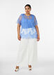 Short-sleeved lace blouse with tie-fastening, Purple, Model image number 1