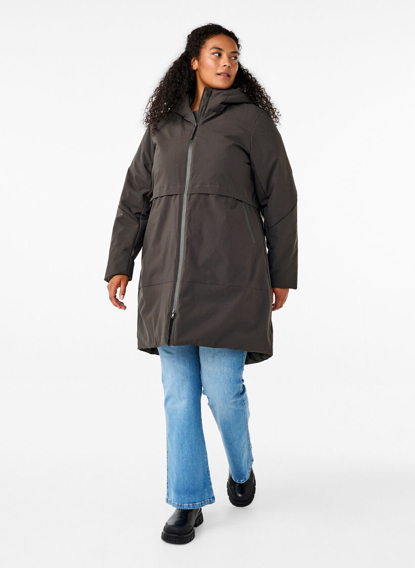 Winter jacket with adjustable waist, Dark Grey, Model image number 1