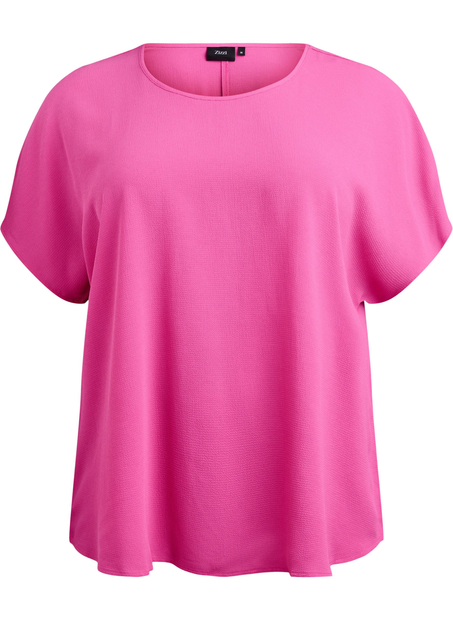 Blouse with short sleeves and a round neckline