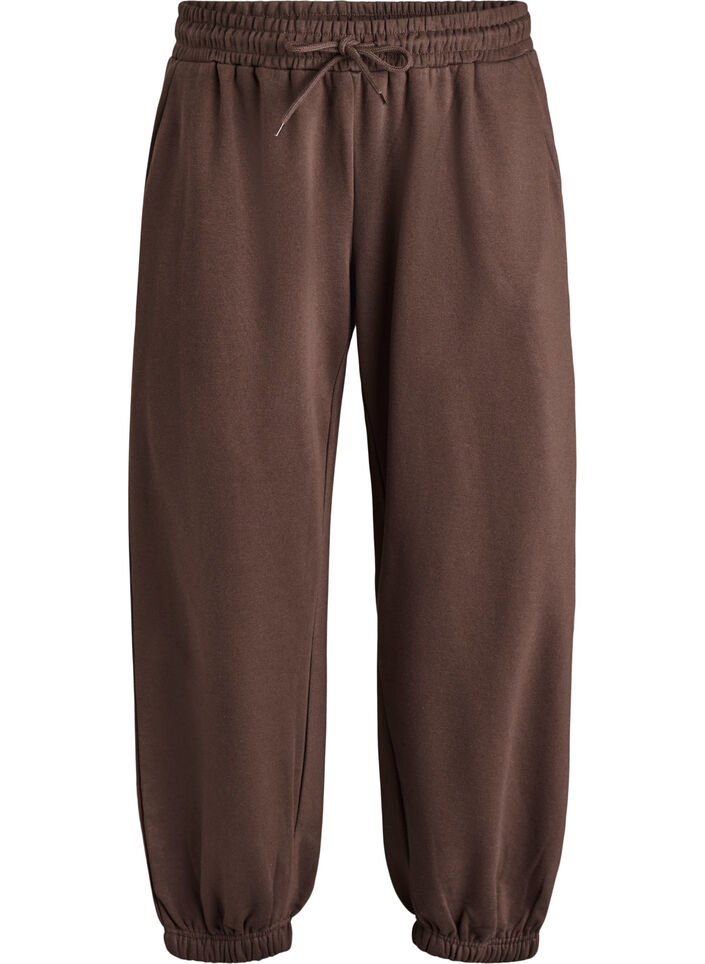 High-waist sweatpants with pockets, Brown, Packshot image number 0