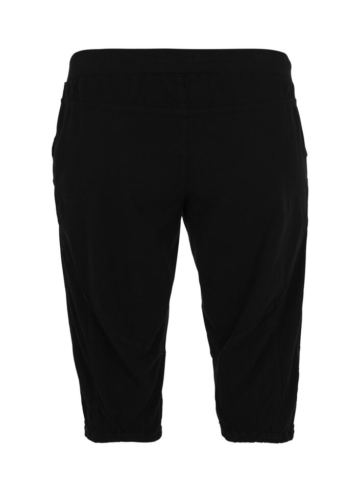 Cotton Capri trousers , Black, Packshot image number 1