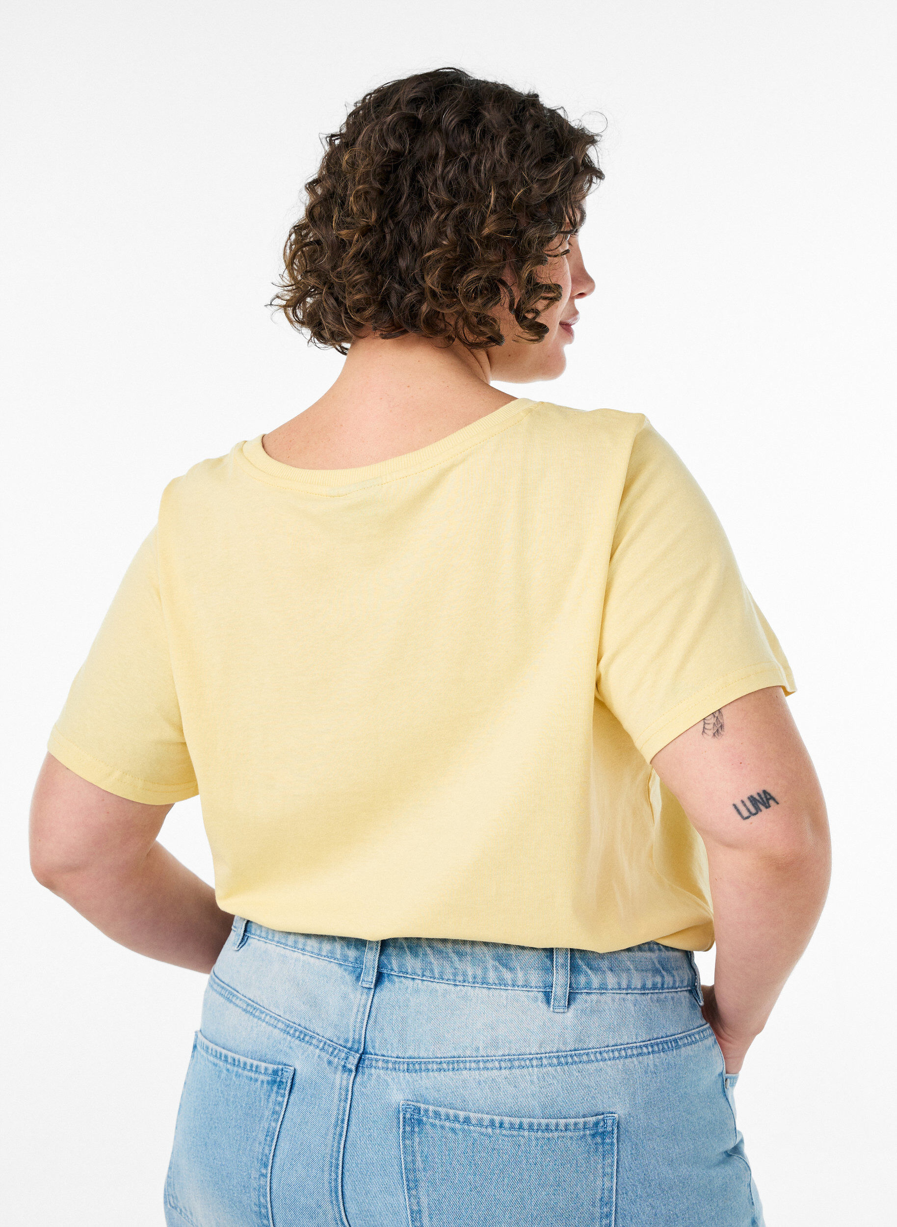 Zizzifashion Cotton T-shirt with print, Yellow, Model image number 2