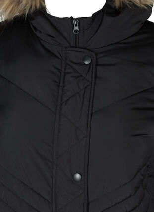 Winter jacket with a hood and faux fur collar, Black, Packshot image number 2